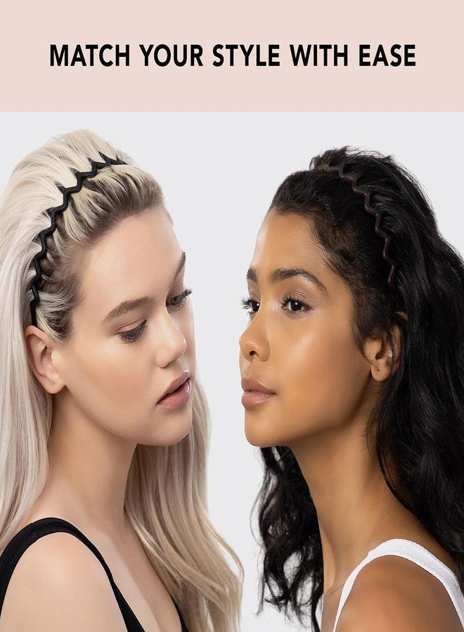 AIBFRID Black Plastic Headbands for Women Men Girls, Comb Head Bands with Teeth Zigzag Fashion Hair Styling Accessories Wavy Shark Tooth Headband Non Slip Trendy Hair Bands for Women’s Hair, 6 Packs - Image 4